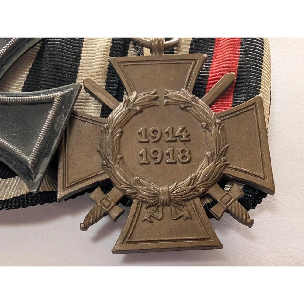 Original WW1 German 2 Medal Clasp Iron Cross 1914 with Honor w/Cross Swords